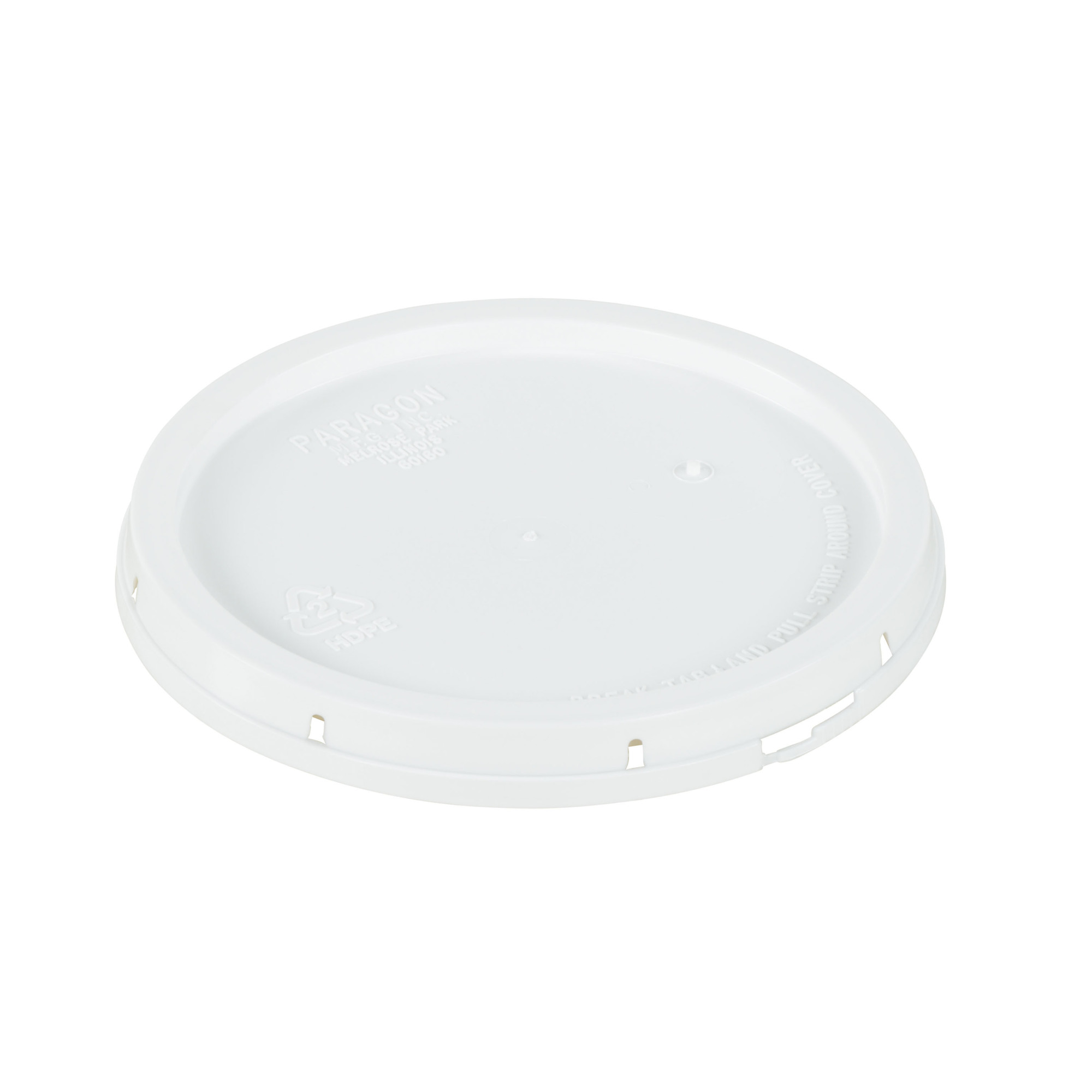 Vestil Tear Tab Lid, Fits 2 Gal Bucket, White, Model# LID-2-PWT